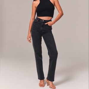 Abercrombie & Fitch High Rise 90's Straight Ultra High Rise Black Jeans